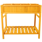 Raised Garden Bed with Legs, Wooden Elevated Planter Box with 8 Grids Divider & Protective Liner, W465P189515