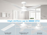 44 inch Ceiling Fans with Lights, Large Air Volume Ceiling Fans with Reversible Quiet DC Motor and 02967257