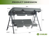 68*43*60 inch Dark Gray KD Style with Cushion Canopy Iron Oxford Fabric 250kg Iron Swing Set 60667532