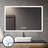 48*32in LED Framed Bathroom Vanity Mirror, Aluminum Frame with 45&deg Beveled Angle Beveled Lights, 3 W2709P268900