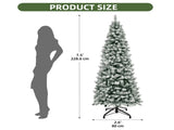 7.5ft Pre-lit Snow Flocked Pencil Christmas Tree with 1000 Branch Tips & 350 Lights, Remote Control, 73760358