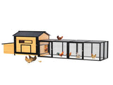 114Wooden Chicken Coop with Outdoor Run, Weatherproof Hen House with Nesting Box, Lockable Doors & 86218078