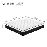 QUEEN Size 12 Inch Hybrid Mattress Individual Pocket Spring 7-Zoned Memory Foam Knitted Cover W3017P306878