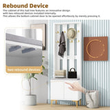 ON-TREND Modern Luxury 4-in-1 Hall Tree with Cushion, Versatile Coat Rack with 8 Gold Hooks and N721P192814K