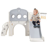 ZUN 7 in 1 Toddler Slide Set, Freestanding Spaceship Set with Slide, Kids Slide Playset Structure, Arch N710P173044E