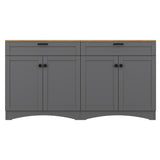 ON-TREND Farmhouse TV Stand with 2 Drawers for TVs Up to 70", Versatile Wood Grain Sideboard with N721P245732E