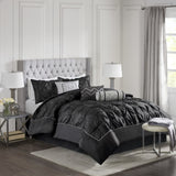 7 Piece Tufted Comforter Set Black Queen B03596935
