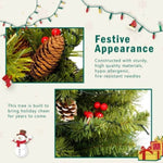 ZUN Pre-lit Xmas Tree Artificial Christmas 4-Piece Set,Garland, Wreath and Set of 2 3FT Entrance Trees PX307762AAF