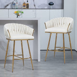 26'' Counter height bar stools velvet kitchen island counter bar stool with hand- wave back,golden W2215P147899