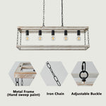 ZUN Filep 5 - Light Farmhouse Kitchen Island Pendant Light[No Bulb][Unable to ship on weekends, please 98235129