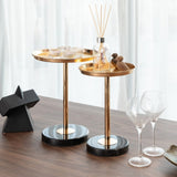 2 Pcs Adjustable Side, Small Tea Martini, Gold, Natural Marble Decorative Pedestal End W2664P232824