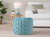Round 16" Ottoman in Ice Blue Velvet B202P223701