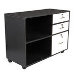 ZUN Wood File Cabinet with 3 Drawer and 2 Open Shelves Office Storage Cabinet with Wheel Printer Stand, 20642769