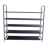 Simple Assembly 5 Tiers Non-woven Fabric Shoe Rack with Handle Black 56072092