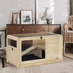 ZUN Wooden Rabbit Hutch Indoor Bunny House for Small Animals with Plastic Tray W142763449