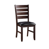 Contemporary Cherry Finish Side Chairs 2pc Set Black PU Leather Upholstery Durable Wood Dining B2741P331891