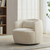 34.25 "Wide Upholstered Corduroy Metal Base 360&deg Swivel Barrel Soft Chair with Pillow, for Club, W3118P253970