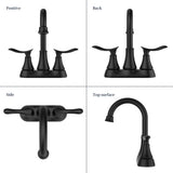 ZUN 2-Handle 4-Inch Matte Black Bathroom Faucet, Bathroom Vanity Sink Faucets with Pop-up Drain and 71309970