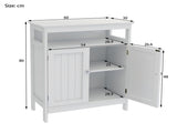 Bathroom standing storage with double shutter doors cabinet-White 01478226