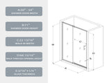 50-54" W x 71" H Piovt Swing Glass Shower Door,Pivot Frame Sliding Shower Door with 1/4" Clear W2122P199035