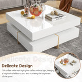 ON-TREND Modern High Gloss Coffee Table with 4 Drawers, Multi-Storage Square Cocktail Tea Table with WF314582AAK