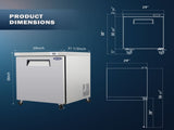 Orikool 29 IN Commercial Refrigerators, Undercounter Refrigerators 8 Cu.Ft with Smooth Casters, 1 W2095126115