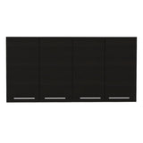 120 Wall Cabinet, Four Doors, Two Cabinets, Two Shelves -Black B07091817