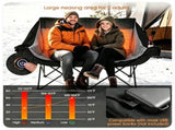 Black Dual Person Heated Folding Camping Chair 4 Heating Zones 3 Temperature Levels, Heavy Duty 660 46989707