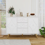 ZUN 2 Door 3 Drawer Storage Buffet ,Sideboard with Adjustable Shelf,47.24" Kitchen W688P194050