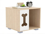 Cat Dog House Dog Bed Side Table Wooden Dog Condo with Bone-shape Window and Thick Metal Legs 58782516