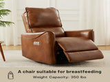BROWN COLOR AIR LEATHER ELECTRIC RECLINER CHAIR WITH ROCKER AND SWIVEL B2766P488714