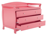 Pink painted MDF wood, three-drawer children's bed, 90.5*58*92cm, with safety belt and changing 87456893