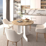 Dining Table for Farmhouse Kitchen 59x43 Inch Expandable Oval Table Top with Removable Leaf Trestle W1347P246823