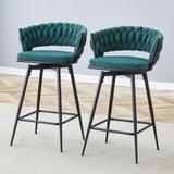 Two rotating bar stools with breathable cotton and linen soft cushions, in a retro green seat and W2920P281917