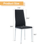 ZUN Grid armless high backrest dining chair, black chair and 6-piece set of electroplated metal legs, W1151107275