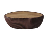 Coffee Color Sintered stone Top goose eggs Shape Leather Coffee modern Sofa Table for Living Room W3081P315306