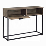 ZUN Rustic Oak and Black Writing Desk with Drawer and Shelf B062P209209