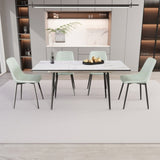 47"-63" extendable MDF modern dining and chair set, suitable for 2-6 people, white dining 42903618