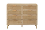 ZUN Bedroom dresser, 8 Double Dresser with rattan drawers, wood chest of drawers for kids living W1162P190402