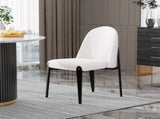 Set of 2 Beige Armless Dining Chairs, Chenille Upholstered Ergonomic Curved Backrest with Sturdy W5739P464651
