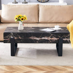 ZUN 47.2"x23.6" Black and White Minimalist MDF Marble-Patterned Coffee Table.White marble pattern W1151P205769