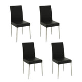 ZUN Set of 4 Leatherette Upholstered Dining Chairs, Black and Chrome B016P224470