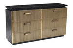 ZUN Modern Style 6-Drawer Dresser Made With Mango Wood and Finished with Brass Metal B009128312