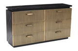 ZUN Modern Style 6-Drawer Dresser Made With Mango Wood and Finished with Brass Metal B009128312