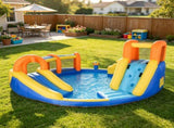 6-in-1 Inflatable Water Slide Bounce House Kids Jumping Castle with Slide, Basket, Pool, Climbing 40378251