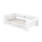 Twin Size Daybed with Shelves, Drawers and Built-In Charging Station, White WF306024AAK