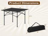 Black 28" Foldable Camping Table with Aluminum Top, 150 lbs Capacity Portable Picnic Table with 16783081