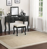 Classic 1pc Vanity Set w Stool Black Color Drawers Open-up Mirror Bedroom Furniture Unique Legs B011113335
