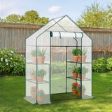 Mini Walk-in Greenhouse with PE Cover, 4-Shelf Indoor Outdoor Plant Gardening Green House for Garden 57670893