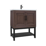 24" Bathroom Vanity White Ceramic Sink & Hot and Cold Faucet , Freestanding Bathroom Cabinet W688P224404